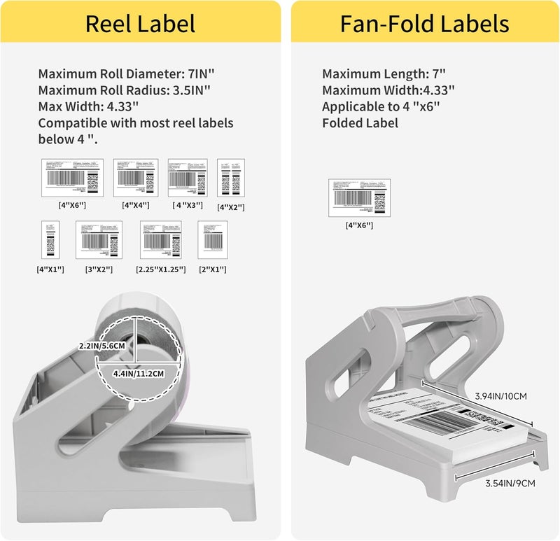 Guermok Thermal Shipping Label Holder for Rolls & Fan-Fold, Fragile Stickers for Shipping, Label Stand Desktop Printer Holder-Home Office Accessory Sticker Dispenser for Holographic (Gray) - Image 3